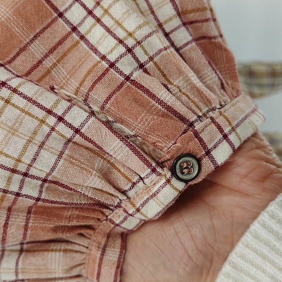 Easel Reach Out Button Soft Cotton Button Down Top Size Large Plaid Button Up - Picture 5 of 9